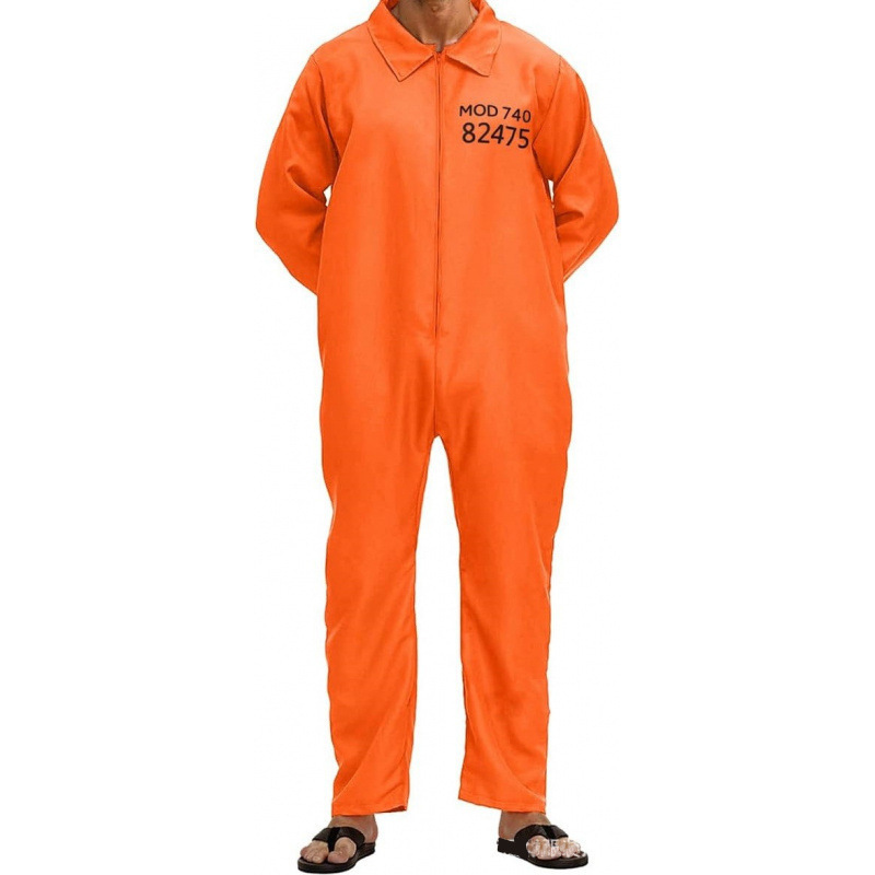 跨境万圣节cos囚犯服装扮演服犯人服监狱制服套装橙色连体囚犯服|undefined
