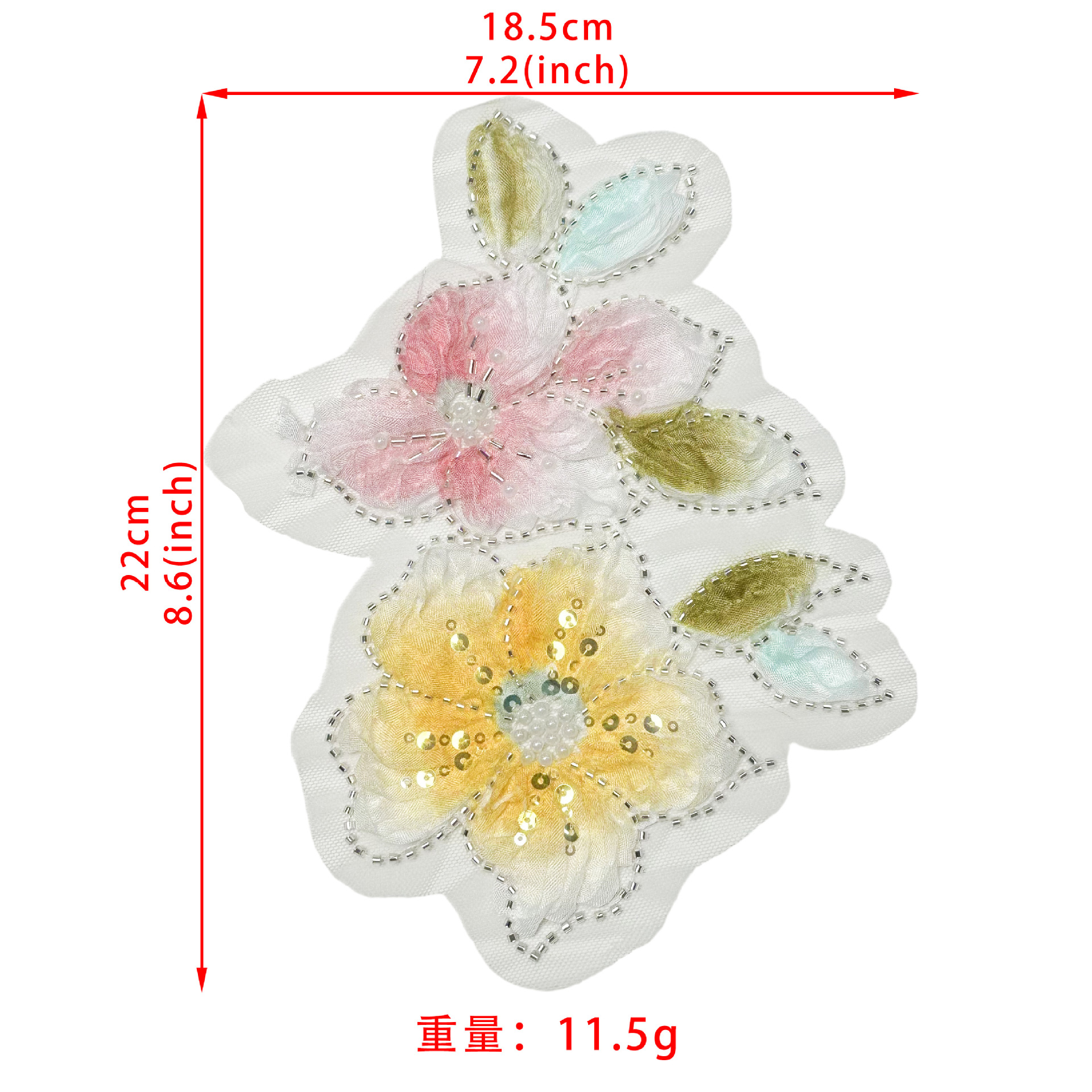 26 primavera y verano nuevo hilo de malla sequinilla bordado DIY tela teñida pegada flor de pecho decoración de moda accesorios de ropa de mujer