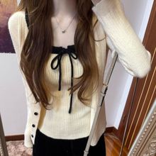 韩系杏色针织开衫配吊带女早秋氛围感穿搭毛衣外套背心上衣两件套
