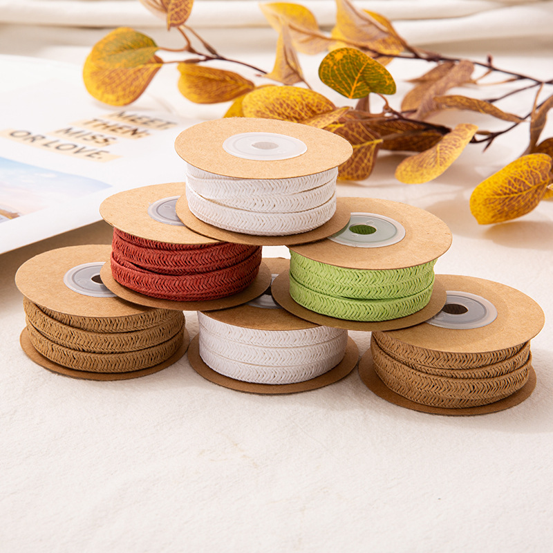跨境 10mm*5米/卷环保编织纸绳针通纸绳园艺装饰鲜花包装绳手拎绳