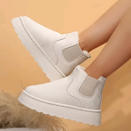 2025 Autumn/Winter Women's Thick-Soled Snow Boots with Fleece Lining Round-Toe Boot