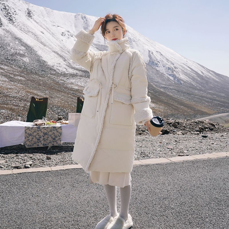 羽绒服2025新款90白鸭绒超保暖韩版羊羔毛设计款甜美简约韩版
