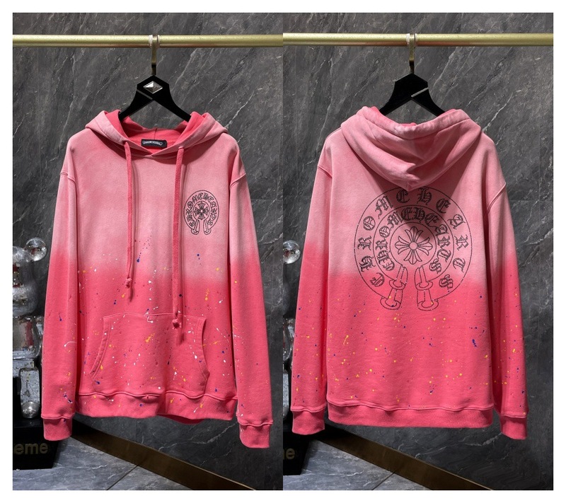 25ss高品质潮牌跨境美式 CH 秋冬新款梵文马蹄花臂十字架连帽卫衣|undefined