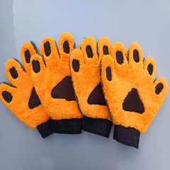 New coral velvet five-finger car wash gloves that are not easy to leave marks, car wipes, car dust removal, bear paw tool rags