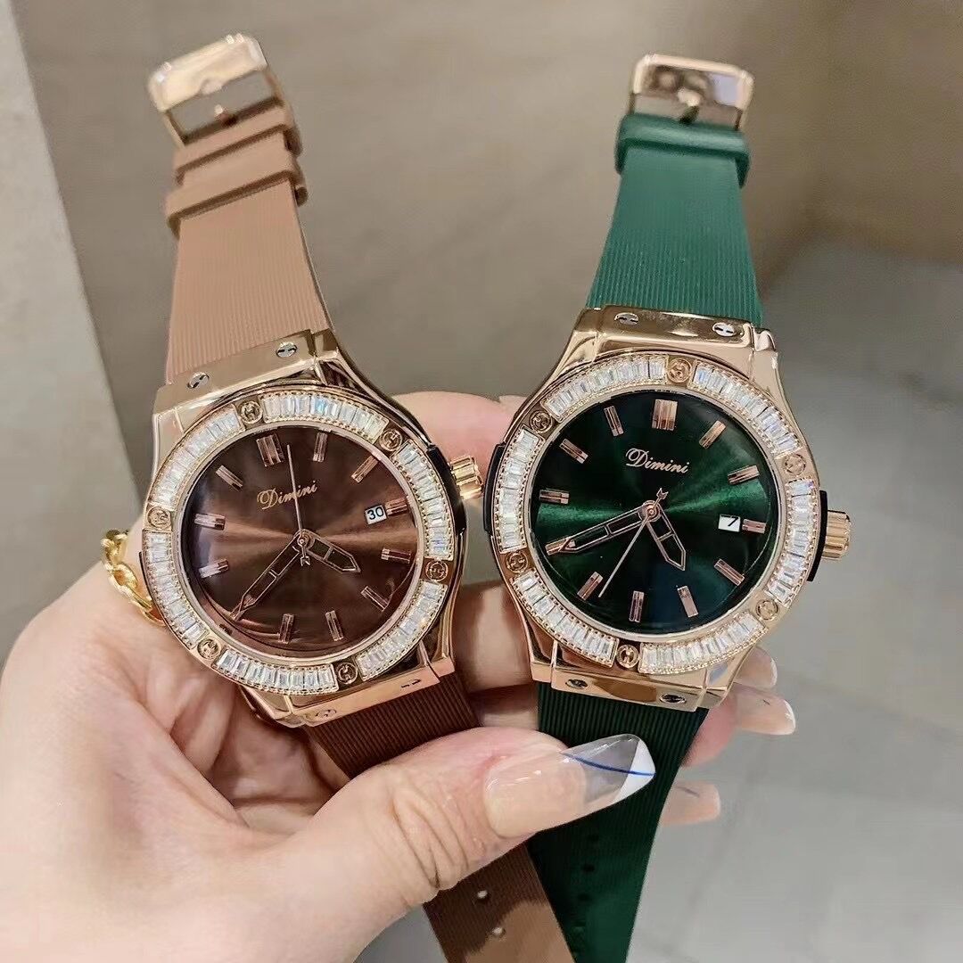 Timini Domineering Personality Silicone Strap Sports Chronograph Running Seconds Large Dial Women's Watch With Diamonds_voghion.com