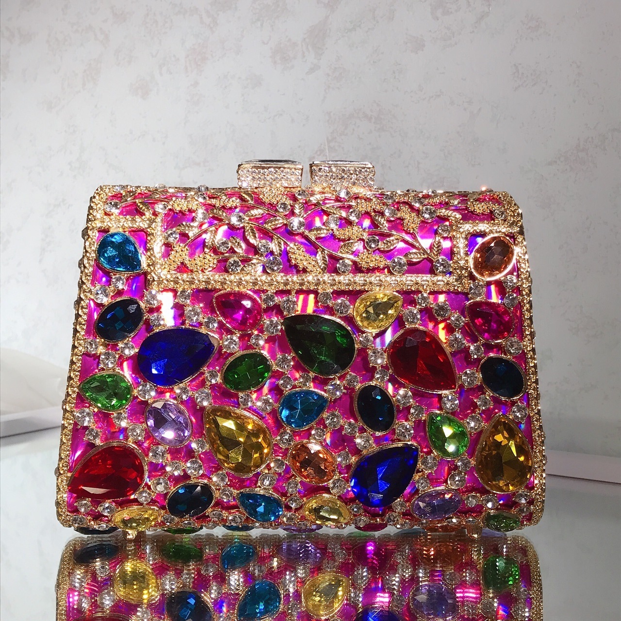 Fabricantes transfronterizos directos coloridos bolsos de diamante de banquete bolsos de diamante de hombro bolsos de mujer