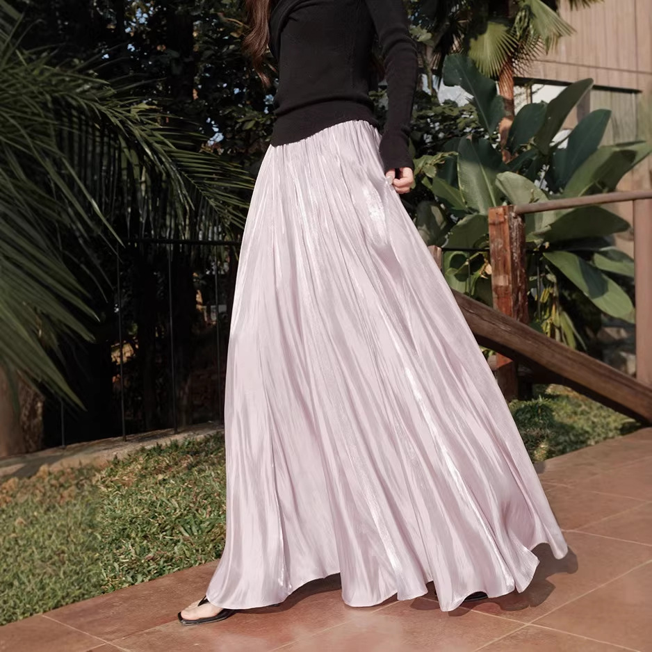 Summer atmospheric silky skirt, A-line