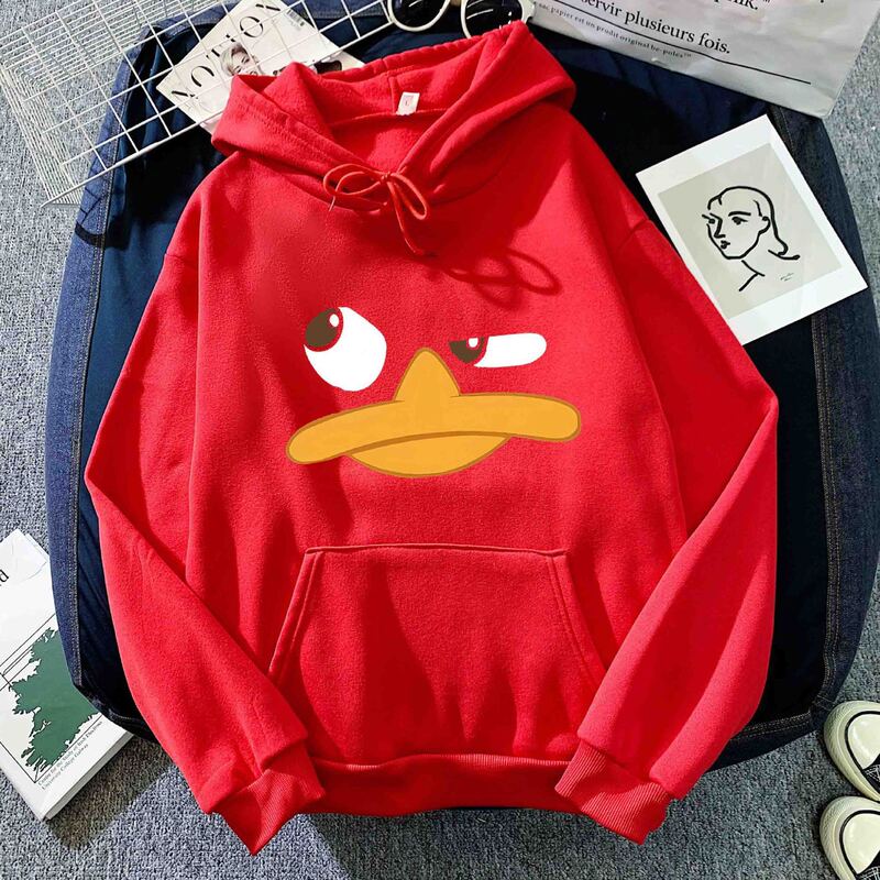 Funny Duck Print Hoodie Sweatshirt Autumn and Winter European and American Export Male and Female Couple Korean Style Trendy Versatile Tops Wholesale