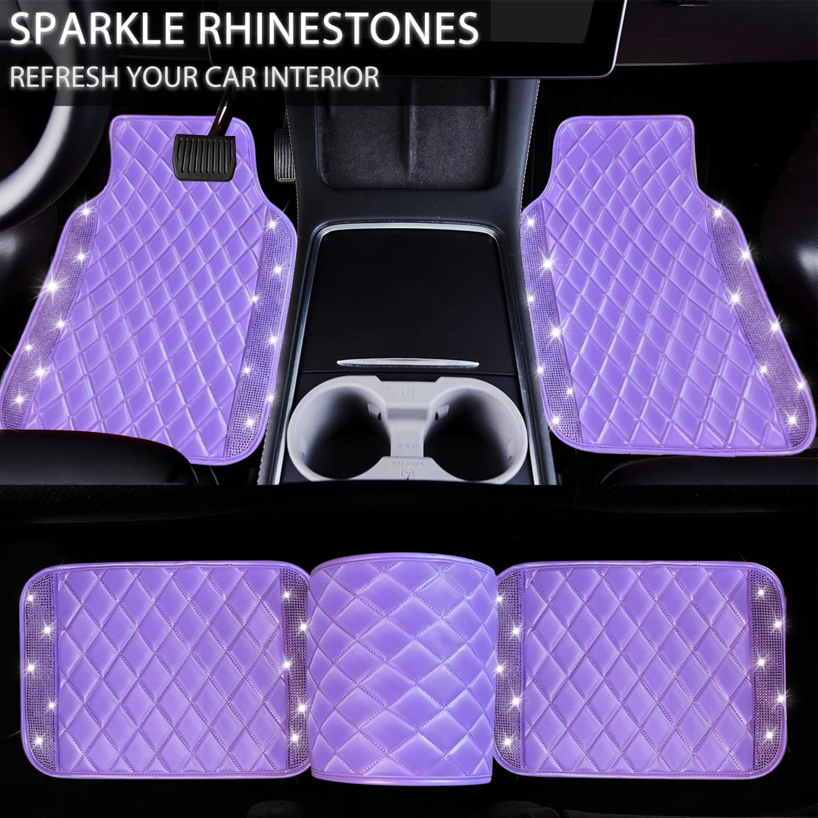 Cross-Border Foreign Trade Car-Mounted Diamond-Encrusted Anti-Slip Car Floor Mats, Universal Carpet Floor Mats, Easy to Clean, All-Season Floor Mats