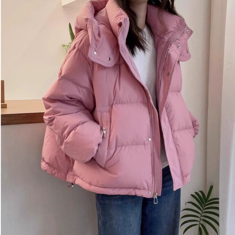 棉服女短款2025新款韩版宽松大码棉衣时尚连帽百搭薄款棉袄潮|undefined