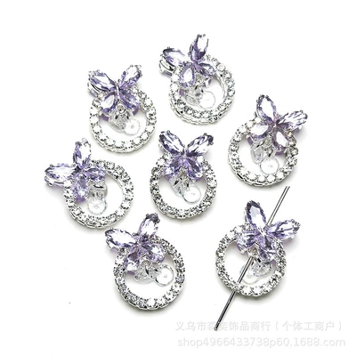 Hole Beads DIY Phone Chain — Zərgərlik ara hissələri - butterfly-garland-purple-zirconium-double-sided-zircon-vertical-hole-components
