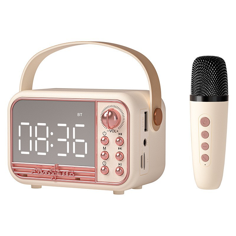 K canción Bluetooth audio Bluetooth altavoz micrófono todo en uno portátil retro despertador altavoz regalo al por mayor puede ser transfronterizo