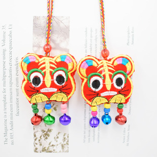 Dragon Boat Festival colorful rope embroidery sachet baby carry tiger head purse with Bell sachet ethnic style gift