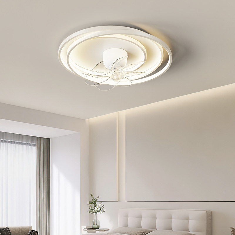 Modern minimalist bedroom ceiling fan light, 360-degree oscillating light, dining room ceiling light, living room children's room electric fan light fixture.