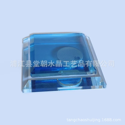 car seat Crystal bottom plate: Car ornaments - square-double-layer-blue-base-plate-808020mm