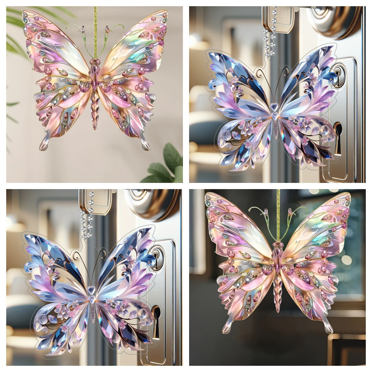 Año Nuevo transfronterizo forma de mariposa atrapador de sol 2D plano acrílico colgante decoración para el hogar colgante lista sin