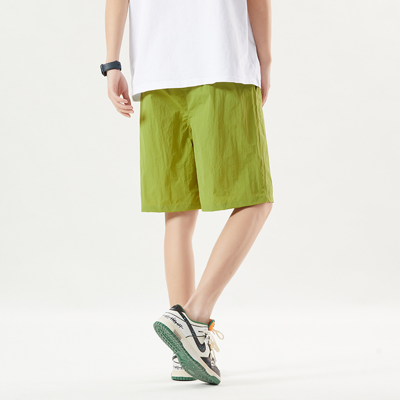 Men's Summer Casual Loose Sports Shorts Fashion Trendy Brand Five-point Pants Solid Color Pants Sweat-absorbing Breathable Beach Pants_voghion.com