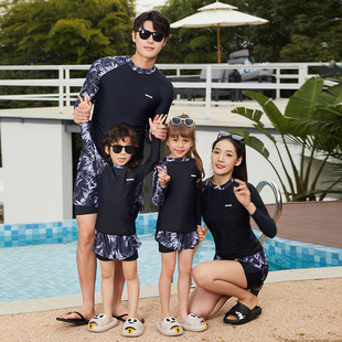 2024 New Arrival Long-Sleeved Shorts Parent-Child Swimwear Quick-Dry Split Mid-Big Kids Couples Diving Suit Women's Jellyfish Suit