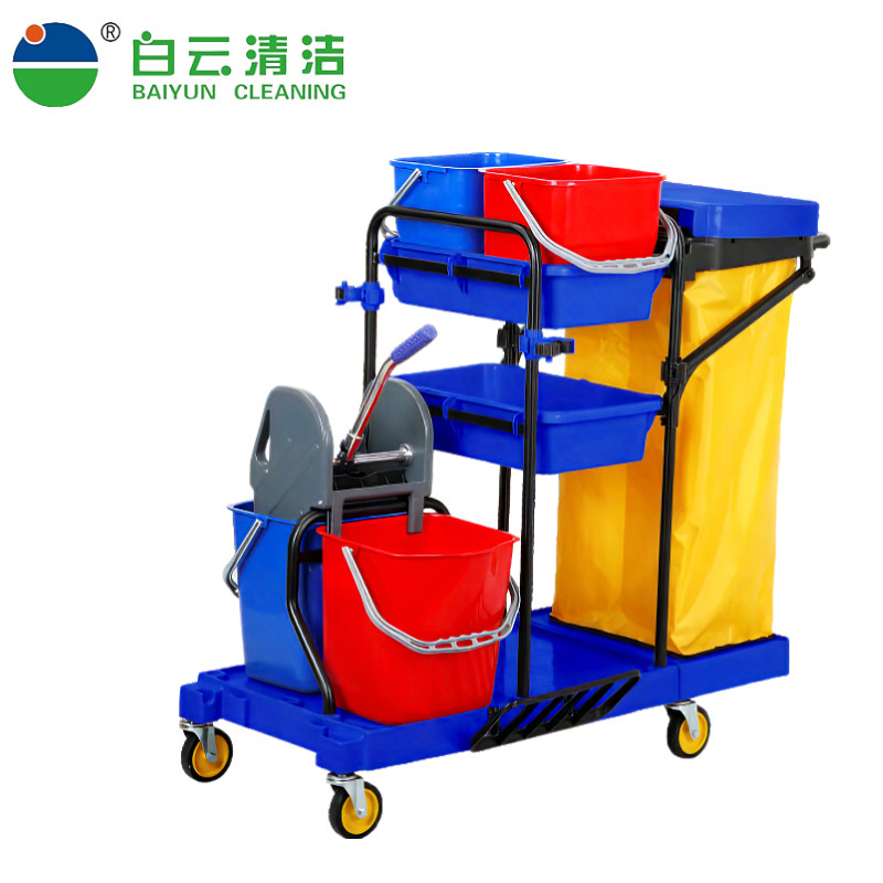 Baiyun Af08173 Lightweight Multi-Functional Cleaning Cart, Hotel Room Service Cart, Housekeeping Cart