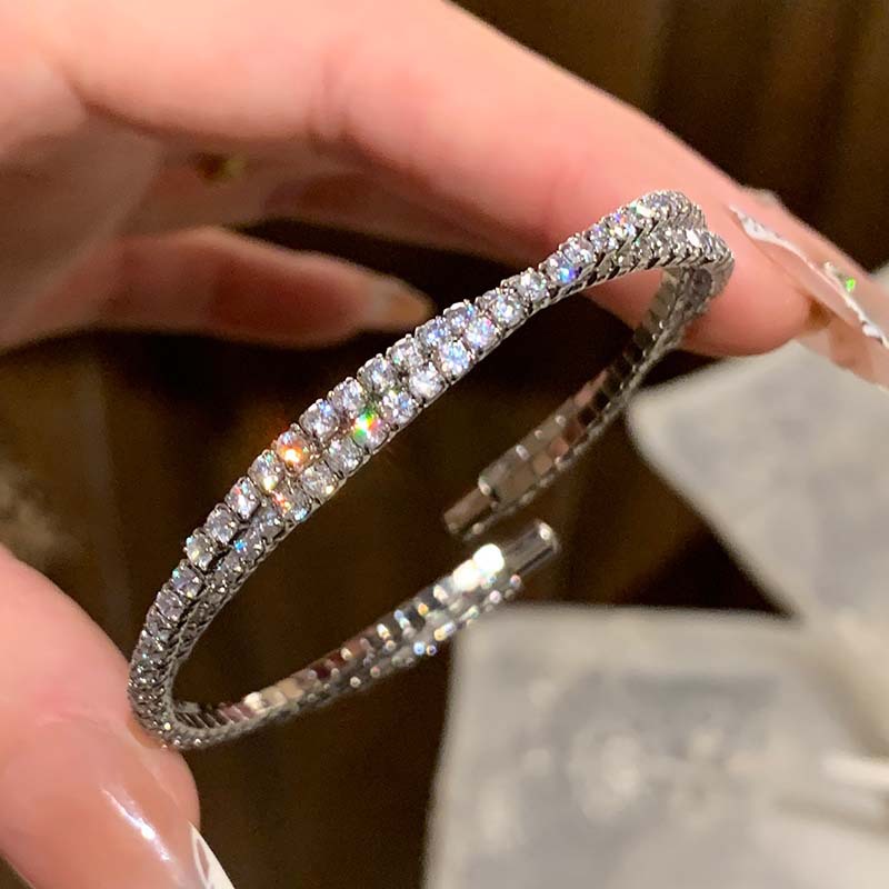 Silver Crossed Zirconia Bracelet