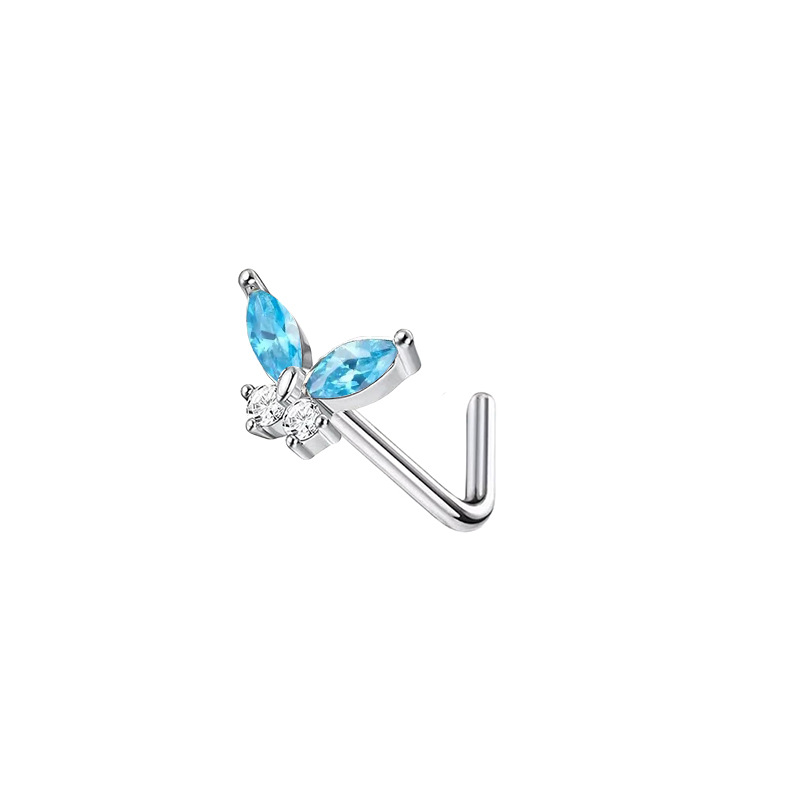 Piercing naso farfalla in acciaio inossidabile con zircone_voghion.com