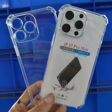 适用苹果型号15PROMAX四角防摔1.5MM无合模线TPU软精孔气囊手机壳