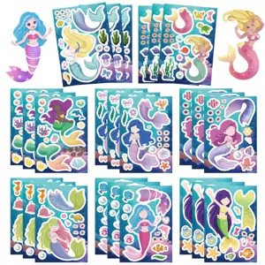 8 Cartoon Mermaid Dress-up Collage Decoration Holiday Mobile Phone Water Cup Flat Board Waterproof DIY Original Sticker