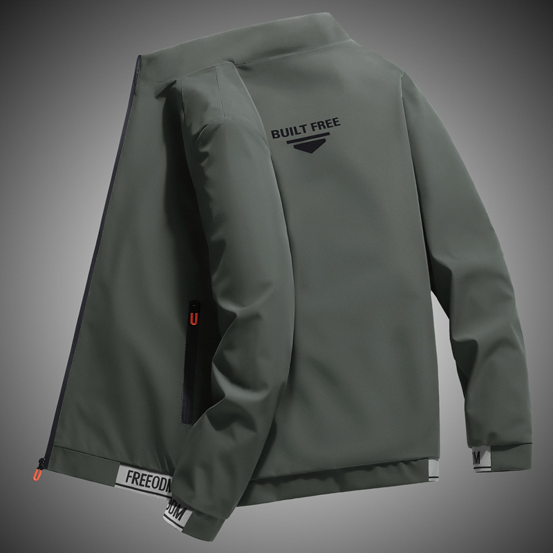 Monochrome Man- 26 New Workwear Stand Collar Baseball Men's Trendy Simple Jacket Spring And Autumn Cross-Border Two-Piece_voghion.com