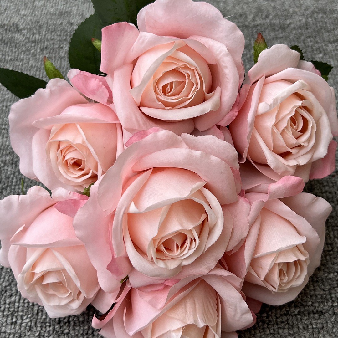 Simulación del Día de San Valentín rosa fabricante 3 sola rama multi-cabeza rosa decoración de la boda flor falsa al por mayor