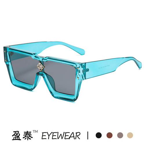 New millionaire sunglasses European and American personalized sunglasses for men cross-border one-piece square frame diamond flower sunglasses