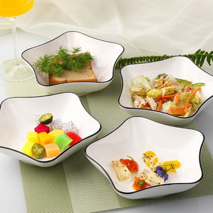 Lmins Style Popular Dinner Plate 1/4/6 Pieces Household Dish Plate Ceramic Tableware Heart Creative Plate Strange Shape Plate