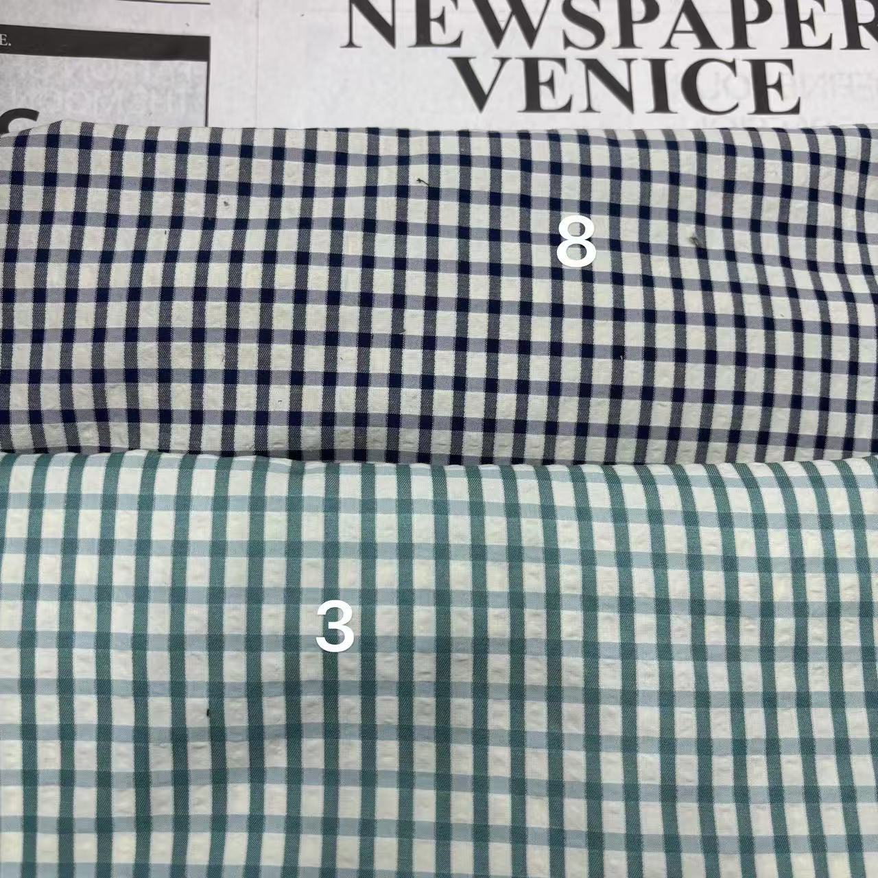 棉人棉涤泡泡方格子男装女装衬衫布料童装格子裤子布料桌布饰品布