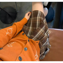 【现货】章章/时髦英伦少女 复古格纹短裙百搭不规则百褶半裙