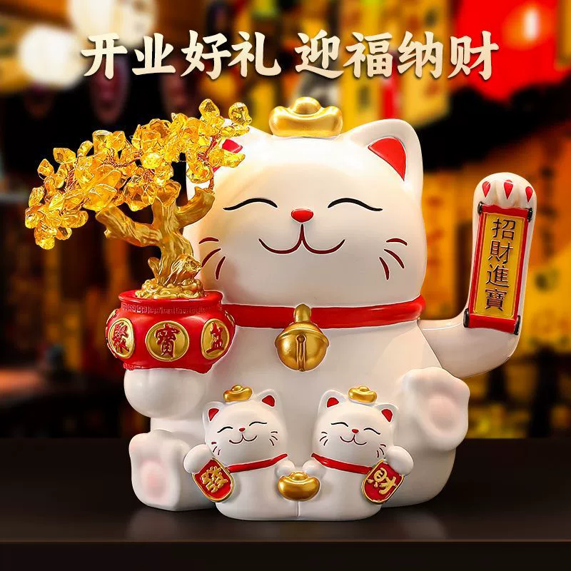 Денежное дерево, украшения в виде счастливого кота, новоселье, подарок на открытие нового дома, гостиная, вход, магазин, стойка регистрации, украшение для кассира