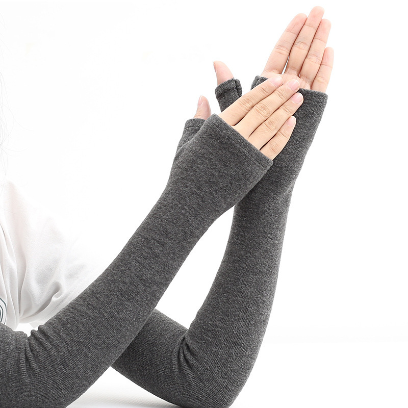 Autumn and Winter Warm Sleeves Women's Cashmere Long Hand Sleeves Arm Cover Men's Thickened Elbow Protectors Arm Fake Sleeves