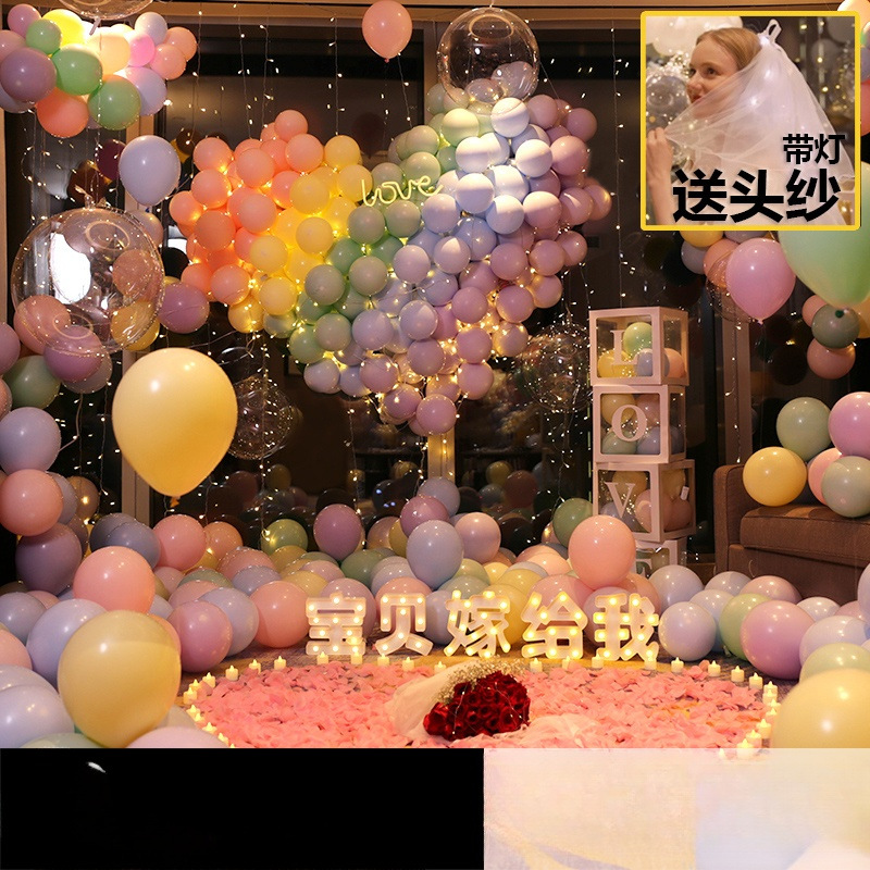 求婚室內布置場景表白生日浪漫房間網紅氣球裝飾燈氛圍燈套金王金