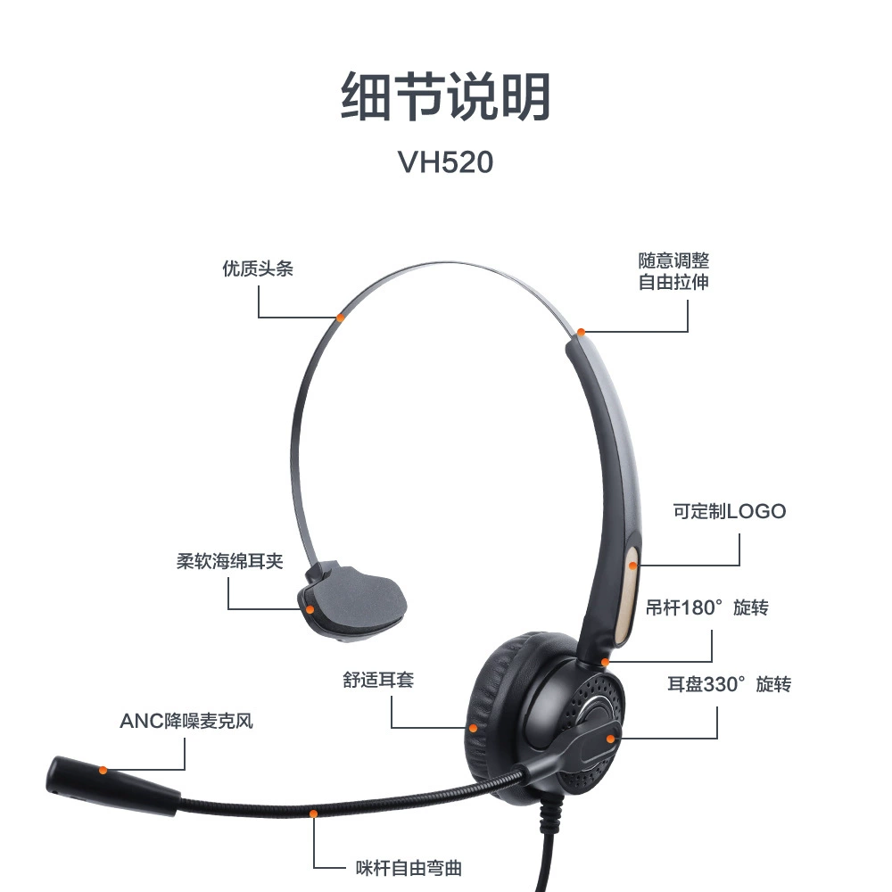 Cross-border headset noise reduction technology computer typeusb headset wired with microphone wired headsets sold across borders