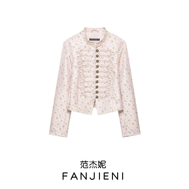 ZR Foreign Trade Wholesale European and American Style Women's Clothing Fashionable Versatile Floral Print Slim Fit Blazer 4341706