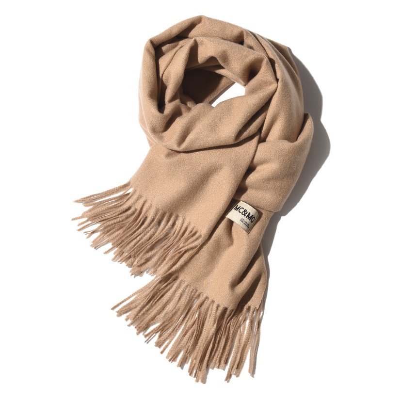 Cashmere Scarf Solid Color Tassel Shawl Long Couple Warm Imitation Cashmere Scarf All-match Monochrome Shawl