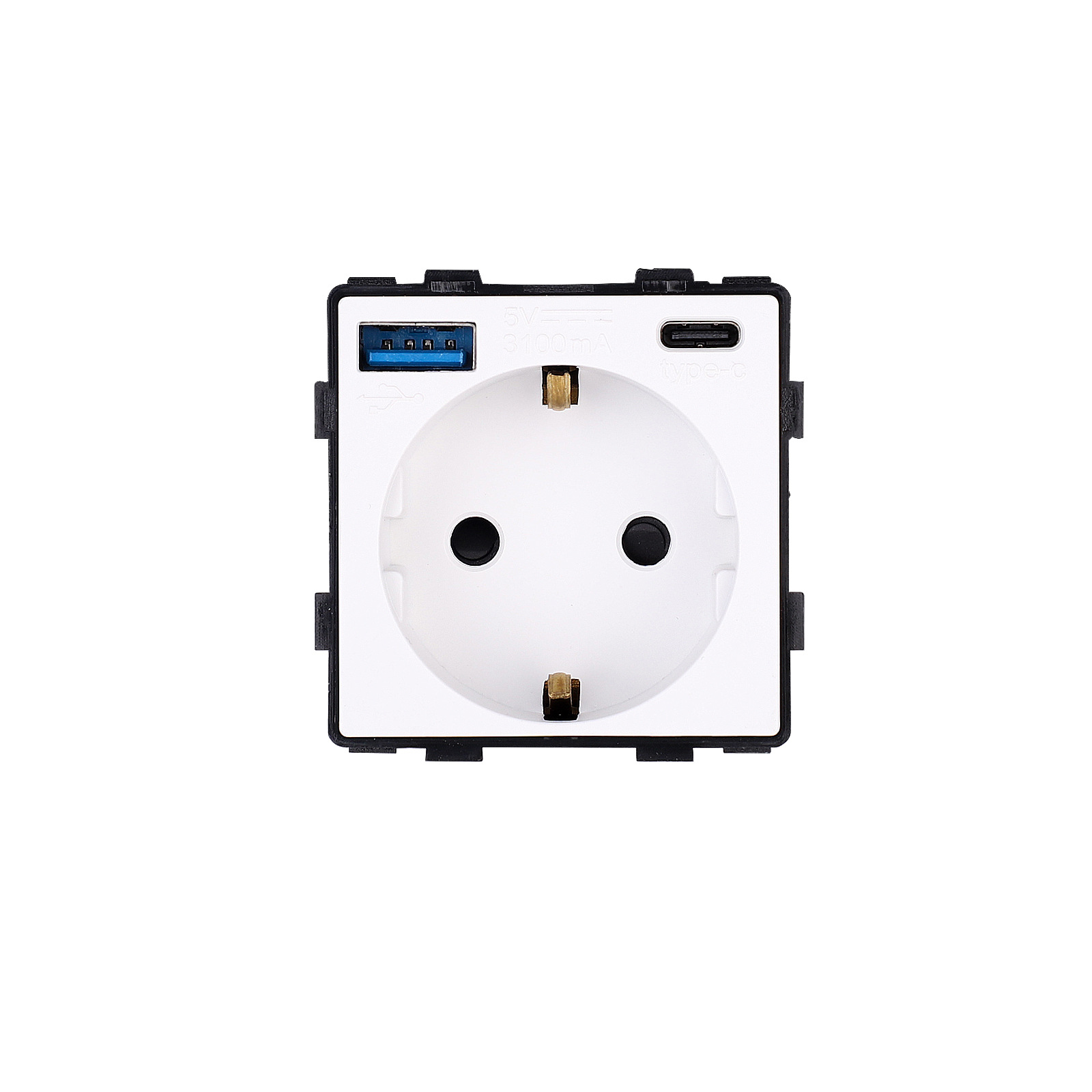 白色USB/Type-c德式插头可DIY自由搭配组合欧式德式插座带接地俄