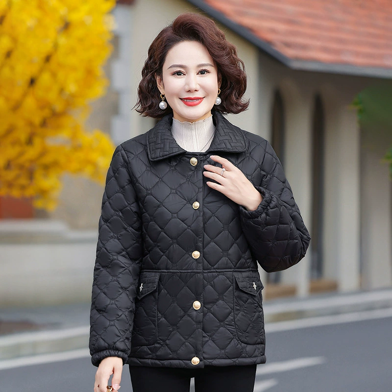 Женская хлопчатобумажная одежда среднего и пожилого возраста модная повседневная дикая темперамент 2024 осень и зима новая пожилая теплая хлопчатобумажная одежда толстая