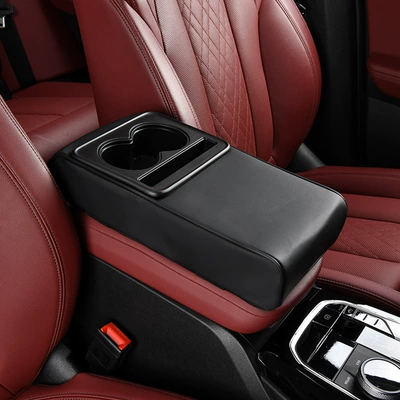 Car Armrest Box Pad Heightening Pad: Armrest box pad - box-style-glossy-black-armrest-pad