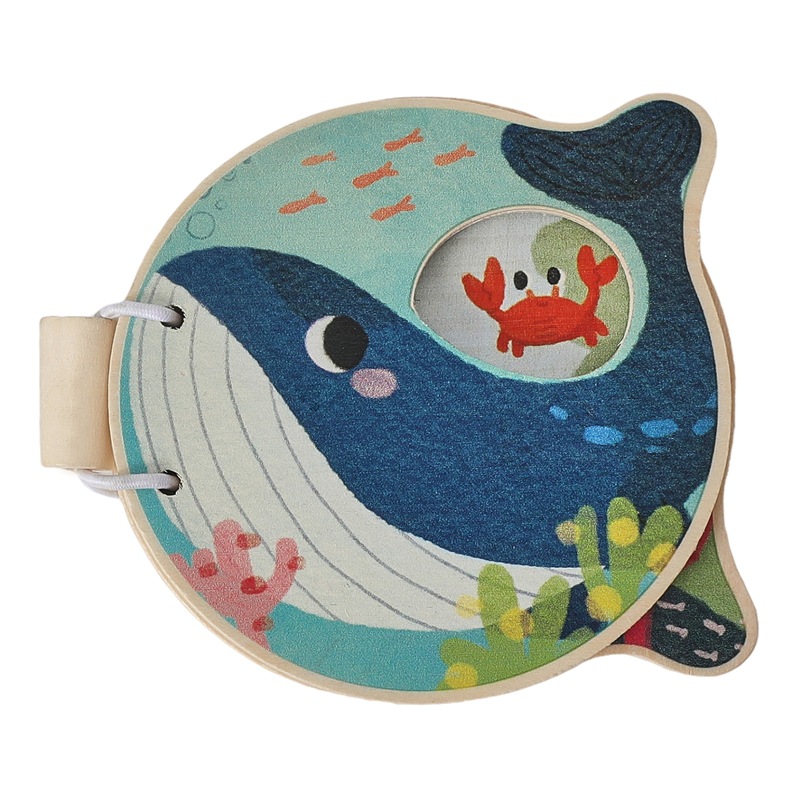 Libro de madera de enseñanza Montessori transfronterizo, juguetes educativos de educación temprana para bebés, tarjeta de reconocimiento de animales marinos, libro de madera