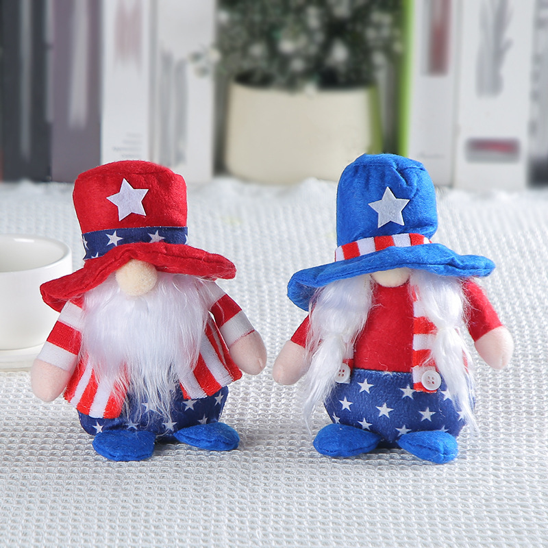 American Independence Day Doll Gnome Faceless Doll 2022 New Red and Blue Short Hat Doll Home Window Decorations