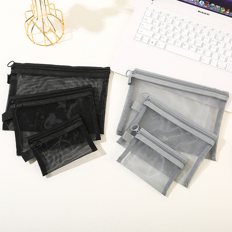 Línea de datos de malla bolsa de almacenamiento lápiz labial maquillaje de niñas cable de datos auricular mini bolsa portátil para salir