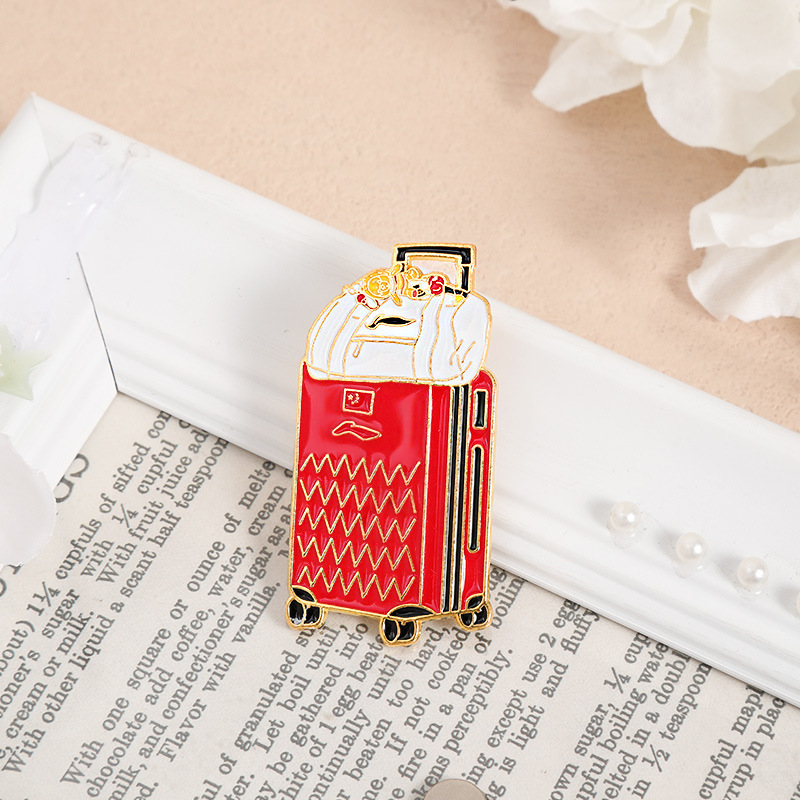 Champion Merchandise Sun Yingsha Cartoon Suitcase Brooch Metal Badge Singapore Grand Slam Accessory Pendant