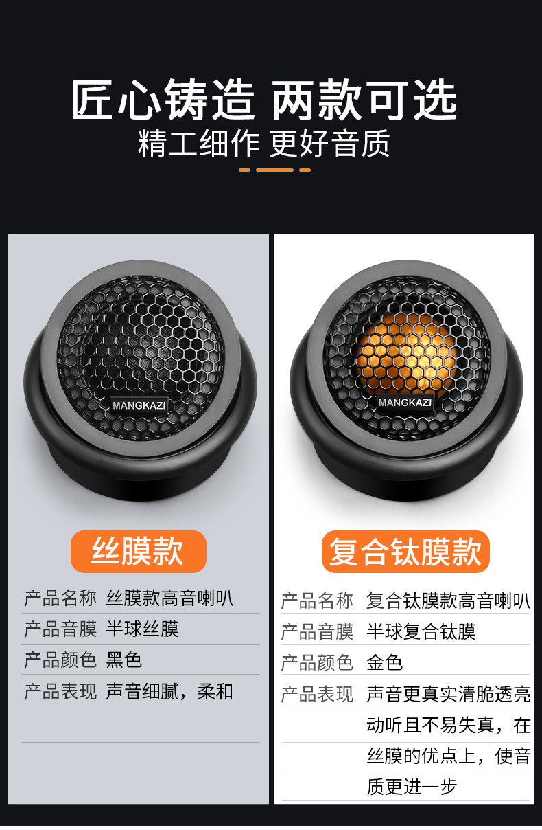 Suitable for car tweeter speaker modification, high-quality silk dome car tweeter, audiophile-grade, non-destructive installation