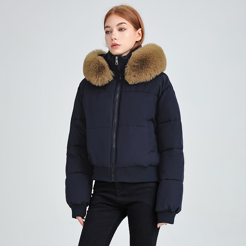 Comercio exterior diseño de algodón con cuello encapuchado mujer invierno 2025 nuevo grueso calentamiento corto chaqueta de pan image 9