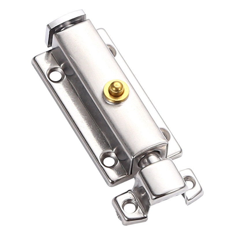 Perno de acero inoxidable auto-elástico perno de puerta de botón engrosado abierto-montado Perno baño público puerta de madera antirrobo resorte Perno