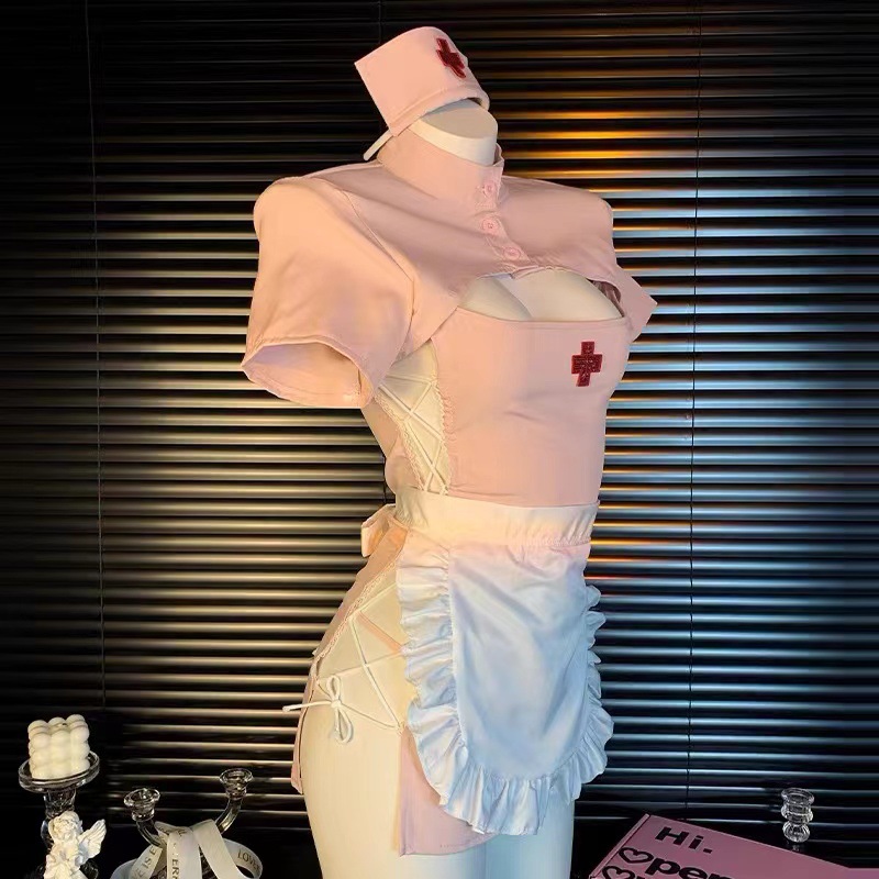 Nurse Roleplay Lingerie Set, Polyester Uniform Costume with Bag Packaging — detail image 4